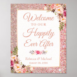 Ro Guld Blommigt lyckligtvis allt efter Bröllop un Poster