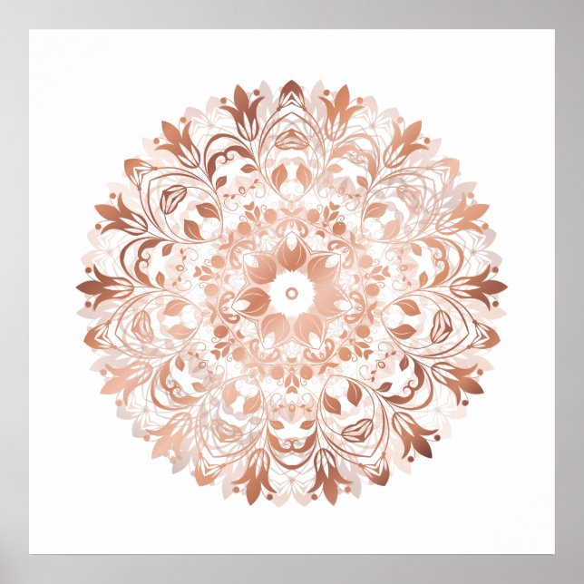 Ro Guld Blommigt Mandala Poster (Framsidan)