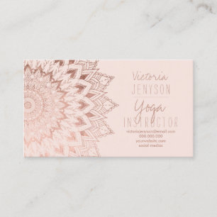 Ro guld blommigt mandala yogainstruktör visitkort