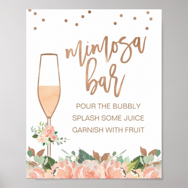 Ro Guld Blommigt Möhippa Mimosa-tecken Poster (Framsidan)