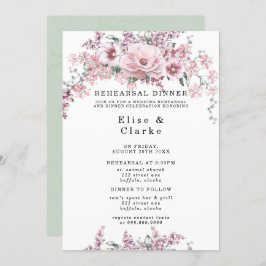 Ro Guld Blommigt och eukalyptus Rehearsal Dinner Inbjudningar