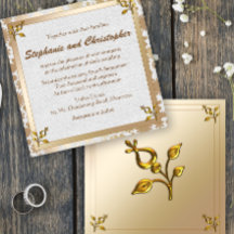 Ro Guld Blommigt och Linen Bröllop