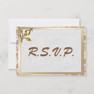 Ro Guld Blommigt och Linen Bröllop OSA Kort