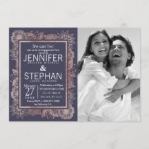 Ro Guld Blommigt och marinblå Förlovning