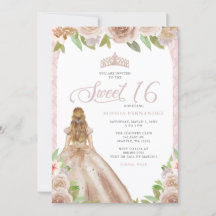 Ro Guld Blommigt Princess Tiara Sweet 16