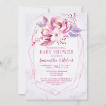 Ro Guld Blommigt Rosa  Lila Flicka Baby Shower