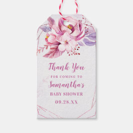 Ro Guld Blommigt Rosa  Lila Flicka Baby Shower Presentetikett