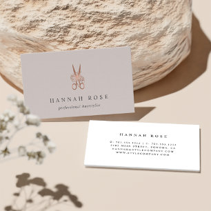 Ro Guld Blommigt Scissors Logotyp Hairstylist Visitkort