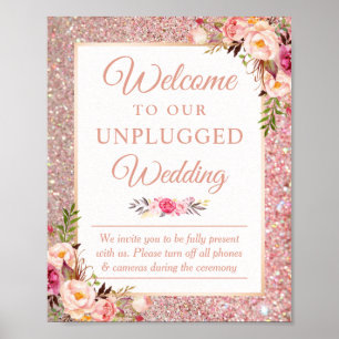 Ro Guld Blommigt Välkommen till Bröllop-signalen s Poster