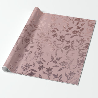 Ro Guld Blommigt Vine Mönster om Rosa Presentpapper