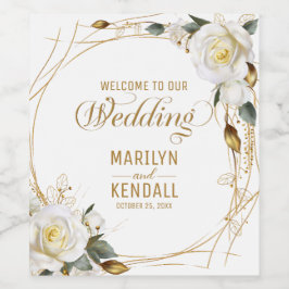 Ro Guld Blommigt Vinflaska Etikett