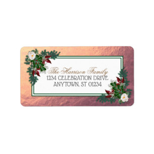 Ro Guld-Blommigtens Adressetiketter - jul