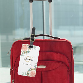 Ro guld blommigts monogram elegant bagagebricka