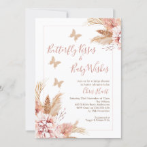 Ro Guld Boho Blommigt Butterfly Kisses Baby Shower