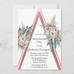 Ro Guld Boho Blommigt Triangle Bachelorette Party Inbjudningar