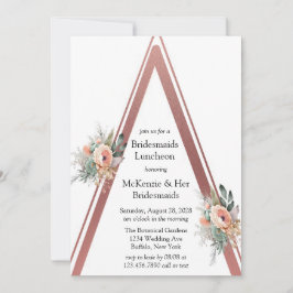 Ro Guld Boho Blommigt Triangle Bridesmaids Lunch Inbjudningar
