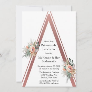 Ro Guld Boho Blommigt Triangle Bridesmaids Lunch Inbjudningar