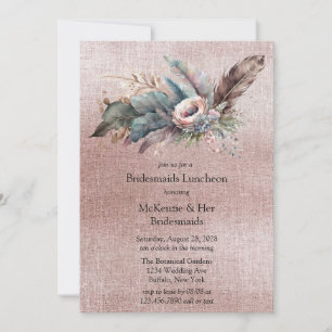 Ro Guld Boho Blommigt Triangle Bridesmaids Lunch Inbjudningar