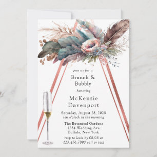 Ro Guld Boho Blommigt Triangle Brunch & Bubly Inbjudningar