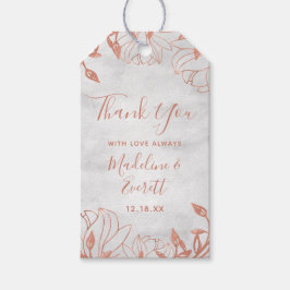 Ro Guld Botaniska Blommigten Grått Bröllop Tack Presentetikett