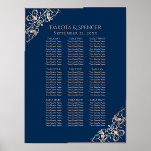 Ro Guld Bröllop Modern sittplatsplan Poster