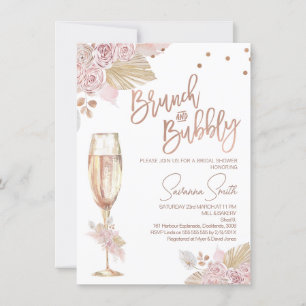 Ro Guld Brunch Bubbly Boho Rosor Möhippa Inbjudningar