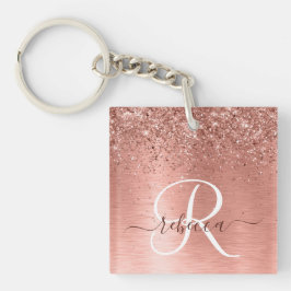 Ro Guld Brushed Metall Glitter Monogram Namn
