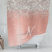 Ro Guld Brushed Metall Glitter Monogram Namn