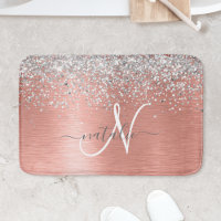 Ro Guld Brushed Metall Glitter Monogram Namn