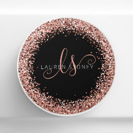 Ro Guld Brushed Metall Glitter Monogram Namn Cera Knopp