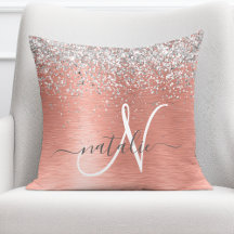 Ro Guld Brushed Metall Glitter Monogram Namn