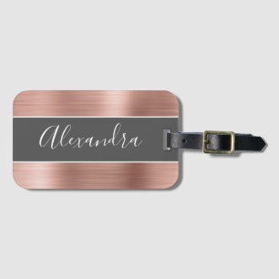 Ro Guld Brushed Metall Monogram Namn Bagagebricka