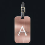 Ro Guld Brushed Metall Monogram Namn och Initial Bagagebricka<br><div class="desc">Ro Guld }  Rosa Brushed Metall Foil Monogram Namn och Initial Luggage Tag. Den här väskan är märkre för Back to school,  Arbete eller Resning.</div>