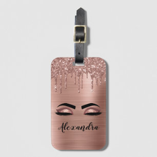 Ro Guld Brushed Metall Monogram Namn och Initial Bagagebricka