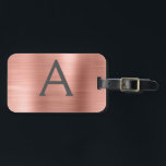 Ro Guld Brushed Metall Monogram Namn och Initial Bagagebricka<br><div class="desc">Ro Guld }  Rosa Brushed Metall Foil Monogram Namn och Initial Luggage Tag. Den här väskan är märkre för Back to school,  Arbete eller Resning.</div>