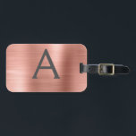Ro Guld Brushed Metall Monogram Namn och Initial Bagagebricka<br><div class="desc">Ro Guld }  Rosa Brushed Metall Foil Monogram Namn och Initial Luggage Tag. Den här väskan är märkre för Back to school,  Arbete eller Resning.</div>