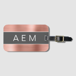 Ro Guld Brushed Metall Monogram Namn och Initial Bagagebricka