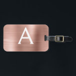 Ro Guld Brushed Metall Monogram Namn och Initial Bagagebricka<br><div class="desc">Ro Guld }  Rosa Brushed Metall Foil Monogram Namn och Initial Luggage Tag. Den här väskan är märkre för Back to school,  Arbete eller Resning.</div>