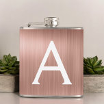Ro Guld Brushed Metall Monogram Namn och Initial Fickplunta<br><div class="desc">Monogramkolv från Eleganten rosa ros Brushed Metall. Den här kolven kan anpassas så att den omfattar ditt första och första namn. Rosa ros Guld-kolven är perfekt för en födelsedag eller ett bachelorette-parti firande.</div>