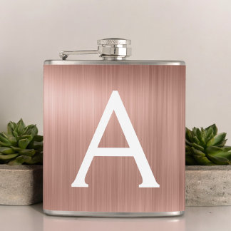 Ro Guld Brushed Metall Monogram Namn och Initial Fickplunta