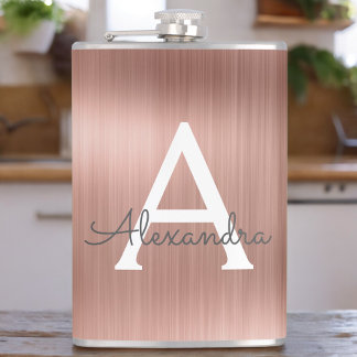 Ro Guld Brushed Metall Monogram Namn och Initial Fickplunta