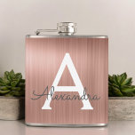 Ro Guld Brushed Metall Monogram Namn och Initial Fickplunta<br><div class="desc">Monogramkolv från Eleganten rosa ros Brushed Metall. Den här kolven kan anpassas så att den omfattar ditt första och första namn. Rosa ros Guld-kolven är perfekt för en födelsedag eller ett bachelorette-parti firande.</div>
