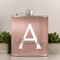 Ro Guld Brushed Metall Monogram Namn och Initial