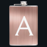 Ro Guld Brushed Metall Monogram Namn och Initial Fickplunta<br><div class="desc">Monogramkolv från Eleganten rosa ros Brushed Metall. Den här kolven kan anpassas så att den omfattar ditt första och första namn. Rosa ros Guld-kolven är perfekt för en födelsedag eller ett bachelorette-parti firande.</div>