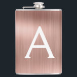 Ro Guld Brushed Metall Monogram Namn och Initial Fickplunta<br><div class="desc">Monogramkolv från Eleganten rosa ros Brushed Metall. Den här kolven kan anpassas så att den omfattar ditt första och första namn. Rosa ros Guld-kolven är perfekt för en födelsedag eller ett bachelorette-parti firande.</div>