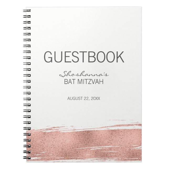 Ro Guld Brushstroke Bat mitzvah gäst Bok Anteckningsbok (Framsidan)