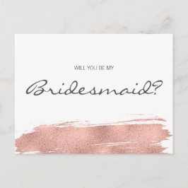 Ro Guld Brushstroke kommer du att bli min bridesma Inbjudan Vykort