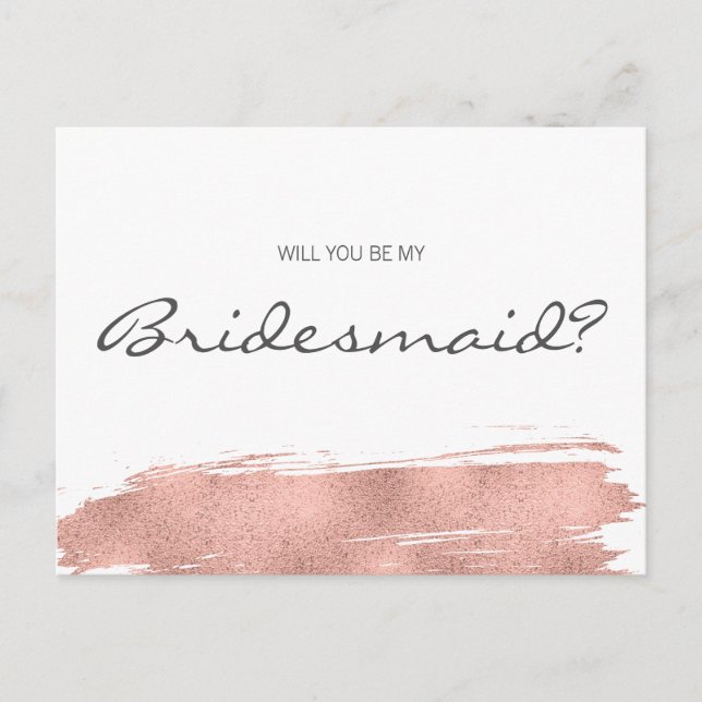 Ro Guld Brushstroke kommer du att bli min bridesma Inbjudan Vykort (Framsida)