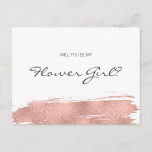 Ro Guld Brushstroke var min blomma flicka Inbjudan Vykort