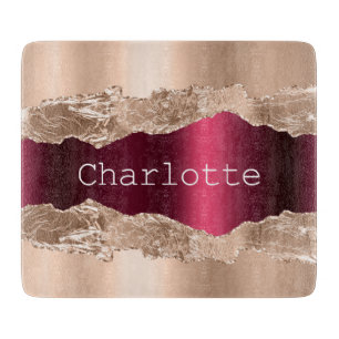 Ro guld burgundy agate marble namn elegant